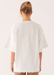 Born To Have Fun Oversized Graphic Tee - White