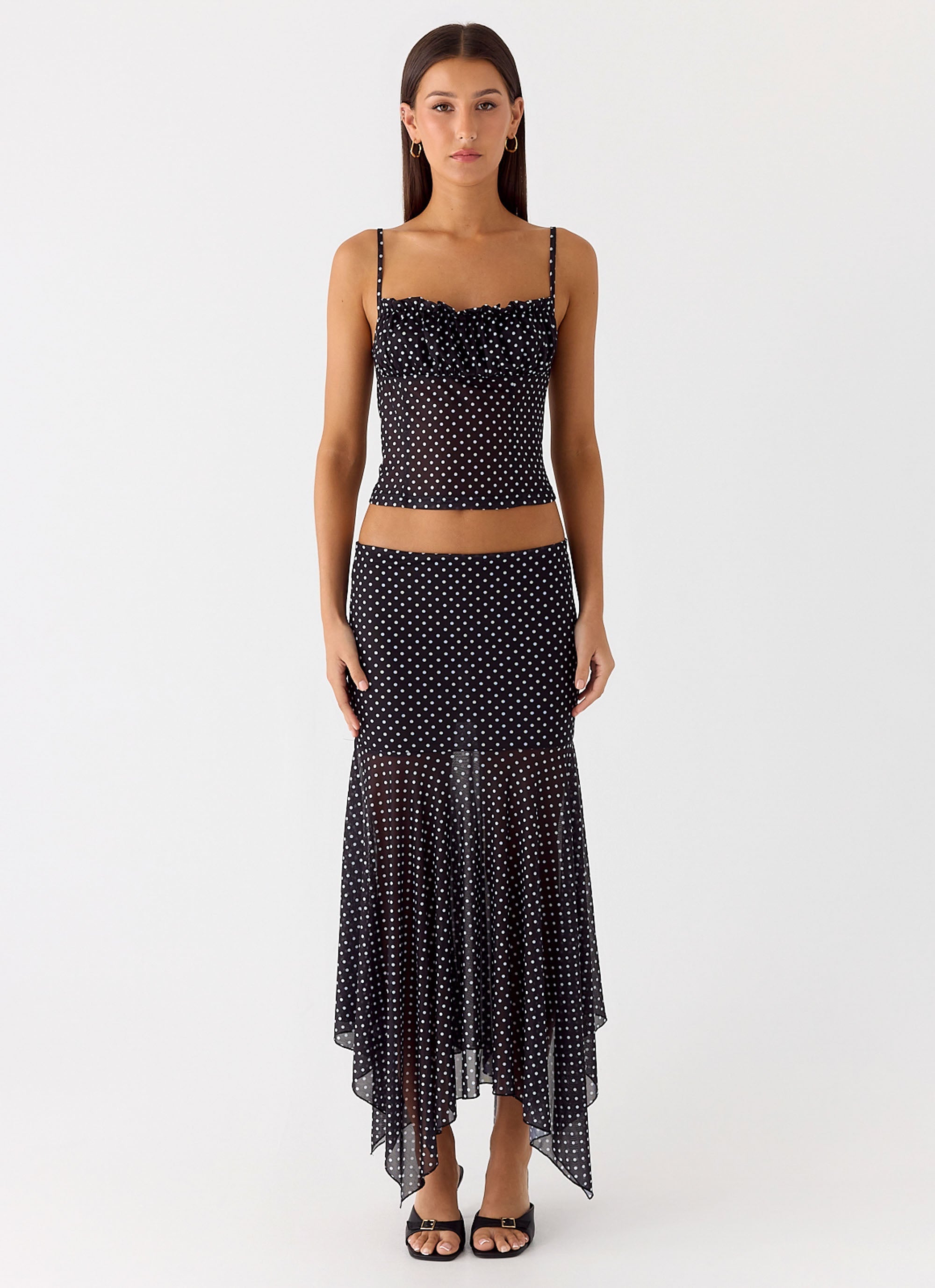 Buffy Top - Black Polkadot